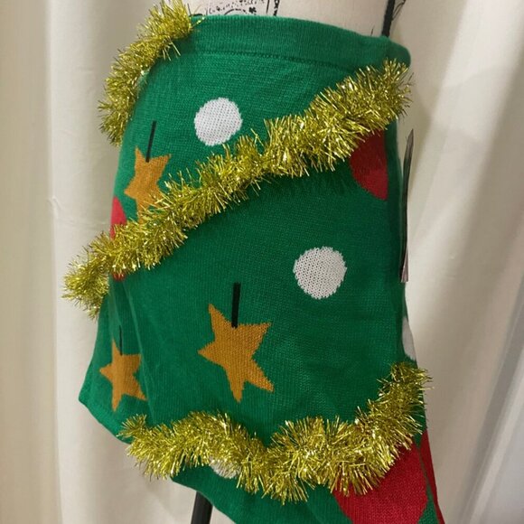 CHRISTMAS TREE TINSEL FETCHING KNIT MINI SKIRT GIGGLE BELL HOLIDAYS SIZE SMALL - Picture 10 of 11